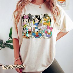 comfort colors retro disney shirts, vintage disney mickey minnie donald daisy goofy pluto shirt, disneyworld shirts, dis