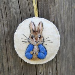 Peter Rabbit ornament, wool needle felted ornament,Beatrix Potter, Christmas ornament