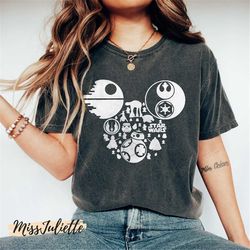 comfort colors retro disney star wars mickey mouse shirt, mickey head star wars shirt, disney family shirts, star wars,
