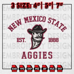 NCAA New Mexico State Aggies Embroidery files, NCAA Embroidery Designs, New Mexico State Machine Embroidery Pattern