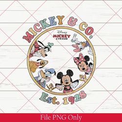 mickey & co est 1928 png, retro disney mickey and friends trip png, disney mickey mouse png, disney family png 300dpi