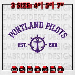 NCAA Portland Pilots Embroidery files, NCAA Embroidery Designs, Portland Pilots Machine Embroidery Pattern