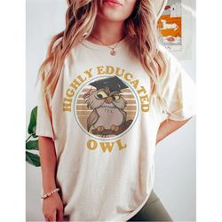 comfort colors retro archimedes highly educated owl shirt, the sword in the stone shirt, magic kingdom shirt, disneyland