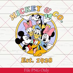 vintage mickey & co est 1928 png, vintage mickey and co, disneyland mickey mouse png, mickey minnie png, disney studio