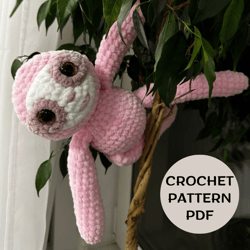 Pattern crochet plush sloth amigurumi toy