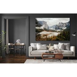 yosemite printable canvas wall art, mountain print, yosemite national park poster, yosemite valley, ready to hang
