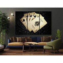 playing card wall art, black and white, cards vintage print ,poker poster, casino art decor, poker room decor ready to h