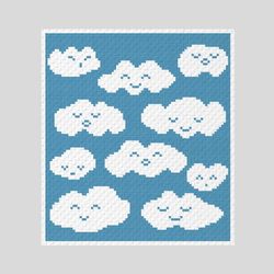 Crochet C2C Funny Clouds blanket pattern PDF Download