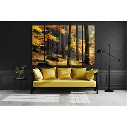autumn forest golden forest wall art forest canvas, forest landscape canvas print autumn decor landscape canvas ready to