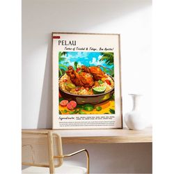 trinidad and tobago food poster, pelau caribbean food print, trinidad and tobago food art, caribbean food poster, food g