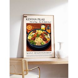 kenyan pilau rice food poster, kenyan food print, african food art, african food poster, exotic food art, kitchen decor,