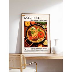 jolof rice ghanaian food poster, african food print, ghana food art, african food poster, exotic food art, kitchen decor