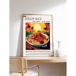 jollof rice ghanaian food poster, african food print, ghana food art, african food poster, exotic food art, kitchen deco