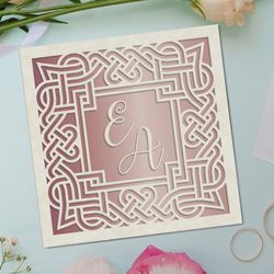 SVG Celtic Knot Greeting Square Cards, Wedding invitation for Cricut & Silhouette, laser, plotter.