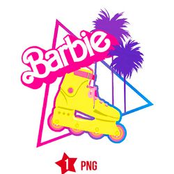 Barbie Roller Design Png, Barbie roller Girl Pink Png
