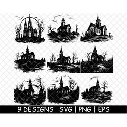 Gothic Church Medieval Altar Holy Haunted Eerie Keep PNG,SVG,EPS,Cricut,Silhouette,Cut,Engrave,Stencil,Sticker,Decal,Vec