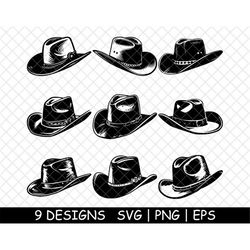 Cowboy Western Leather Hat, Texas bull roper felt wide, PNG,SVG,EPS-Cricut-Silhouette-Cut-Engrave-Stencil-Sticker,Decal,