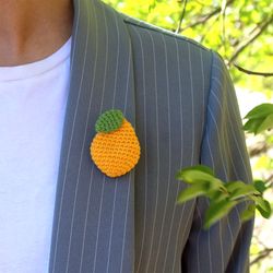 Crochet Lemon pattern - Amigurumi Lemon pattern - Crochet lemon brooch - Crochet fruit brooch - Easy crochet pattern PDF