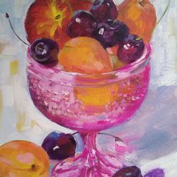 Fruit Still Life Original Oil Painting, Fine Art