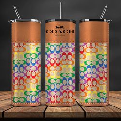designer coach 20oz tumbler wrap, coach design png, 20oz skinny tumbler 06