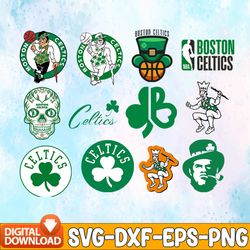 bundle 12 files boston celtics basketball team svg, boston celtics svg, nba teams svg, nba svg, png, dxf, eps, instant d