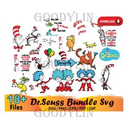 18 dr seuss bundle svg, dr seuss svg, dr seuss hat svg