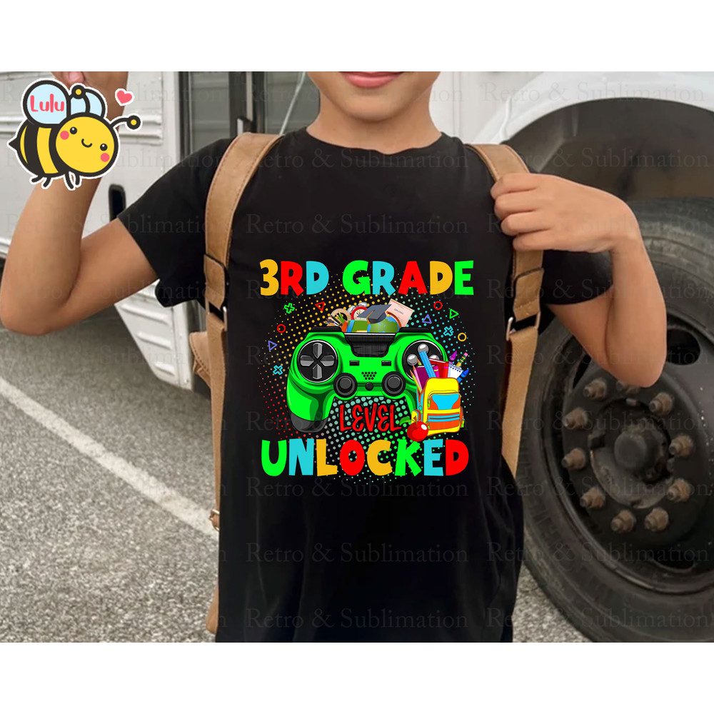3rd Grade Level Unlocked Video Game Png, Back to School png for Gamers, First Day of School, 3rd Grade Funny Gaming, Video Game Controller - 3.jpg