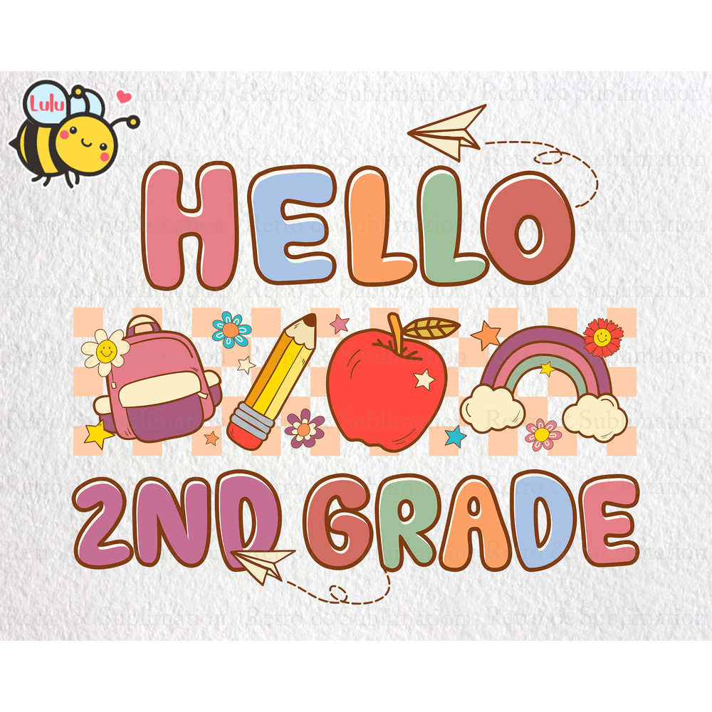 Hello 2nd Grade Png, Back To School Png, First Day Of School Png, Hello Second Grade Png, School Supplies Design Sublimation Download - 1.jpg