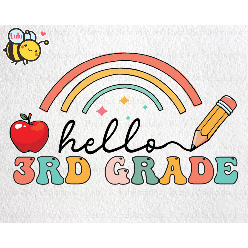 Hello 3rd Grade Rainbow Svg, First Day Of School Svg, Back To School Svg, 3rd Grade Svg, Boho Rainbow Svg Files for Cricut, Gifts For Kids - 1.jpg
