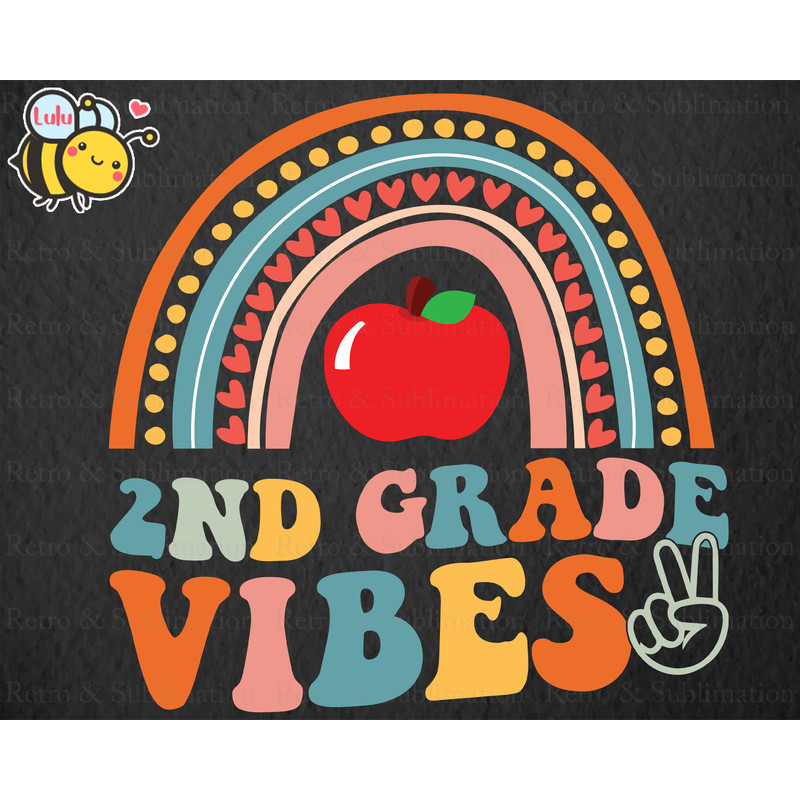 Second Grade Vibes Rainbow Svg, First Day Of School Svg, Back To School Svg, 2nd Grade Svg, Boho Rainbow Svg Files for Cricut, Gift For Kids - 1.jpg