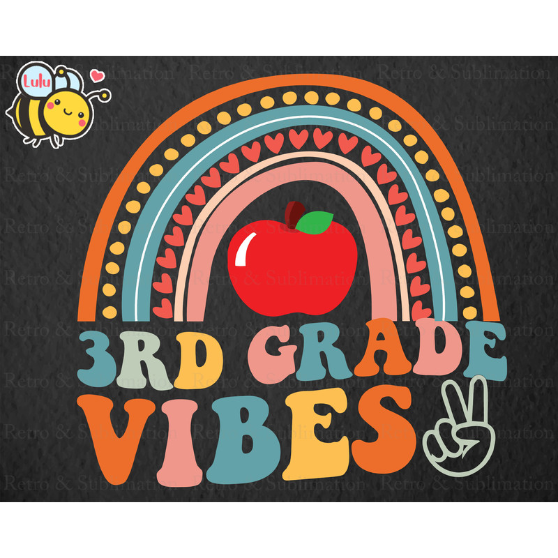 Third Grade Vibes Rainbow Svg, First Day Of School Svg, Back To School Svg, 3rd Grade Svg, Boho Rainbow Svg Files for Cricut, Gifts For Kids - 1.jpg
