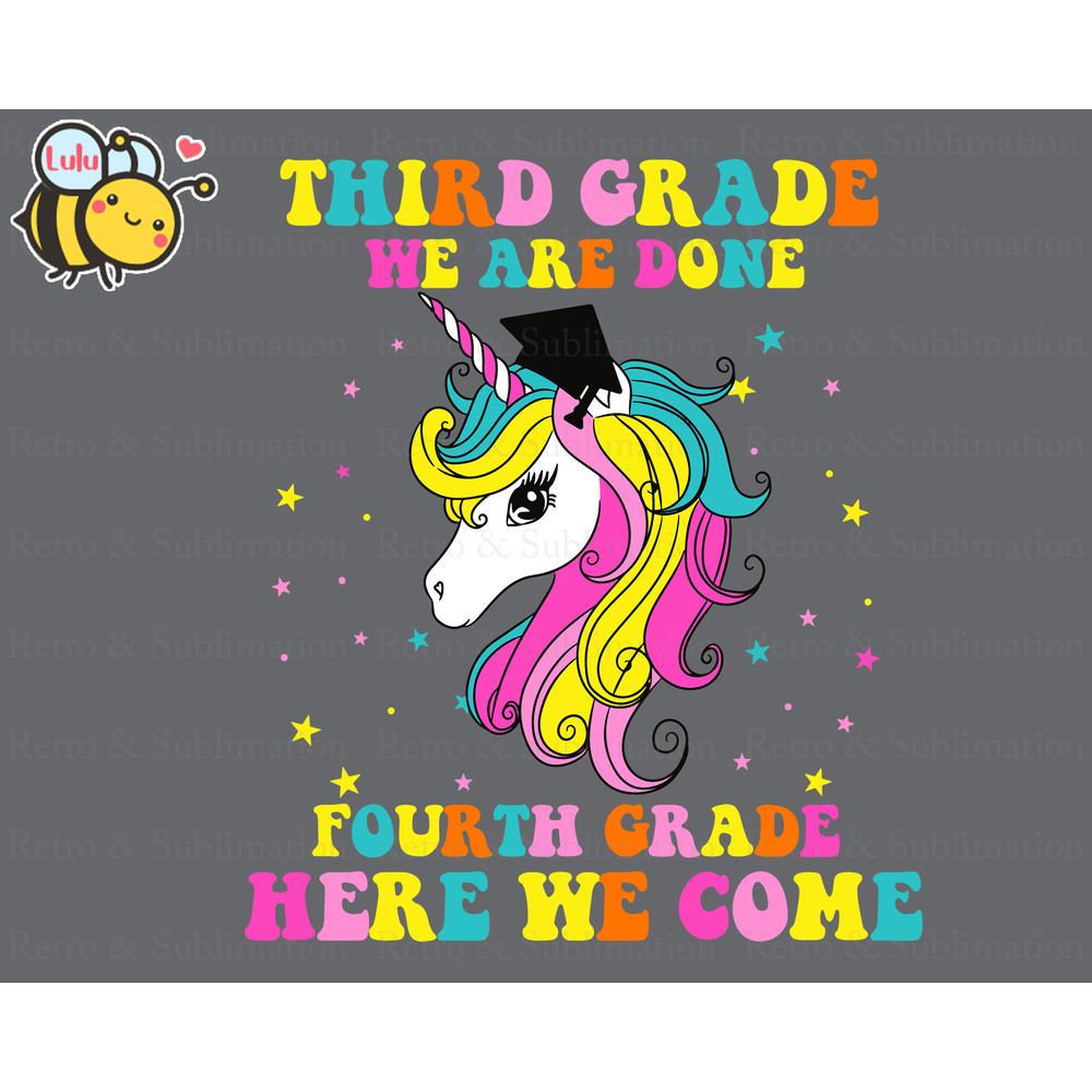 Third Grade We Are Done Fourth Grade Here We Come Svg, Back To School Unicorn Design for Girls, Hello 4th Grade, First Day of School - 1.jpg
