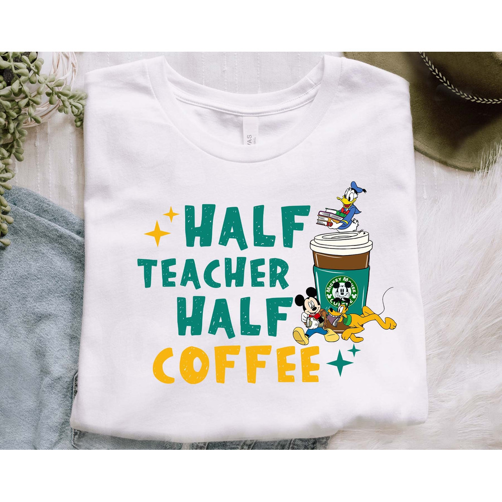 CUSTOM Half Teacher Half Coffee Sublimation Design, Mouse And Friends, Retro Teacher Png, Teacher Life Png, Teacher Coffee, Instant Download - 3.jpg