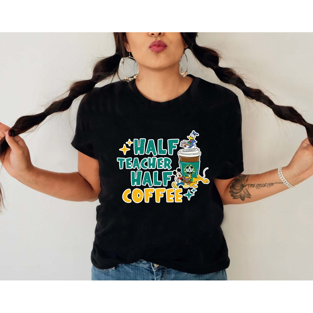 CUSTOM Half Teacher Half Coffee Sublimation Design, Mouse And Friends, Retro Teacher Png, Teacher Life Png, Teacher Coffee, Instant Download - 4.jpg