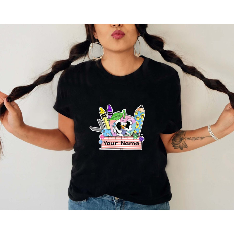 CUSTOM Name Frame Back To School Png, Mouse Cartoon Png, Mouse And Friend Png, Teacher Png, Plaid Pencil Png, Name Frame, Instant Download - 2.jpg