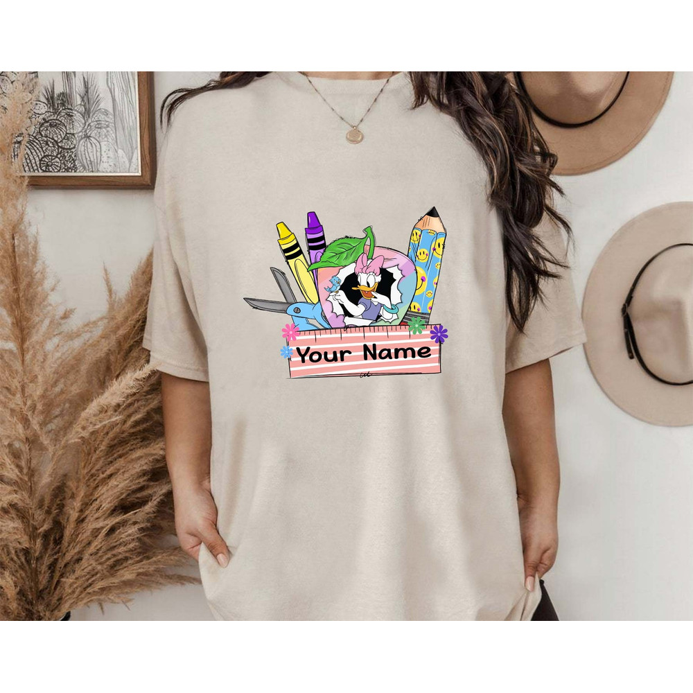 CUSTOM Name Frame Back To School Png, Mouse Cartoon Png, Mouse And Friend Png, Teacher Png, Plaid Pencil Png, Name Frame, Instant Download - 3.jpg