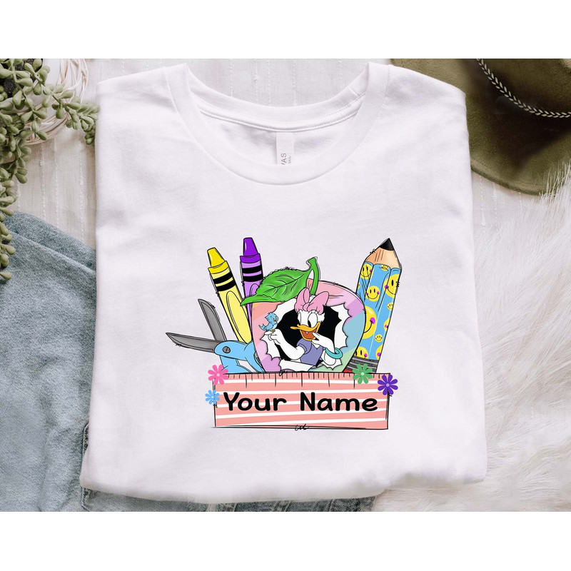 CUSTOM Name Frame Back To School Png, Mouse Cartoon Png, Mouse And Friend Png, Teacher Png, Plaid Pencil Png, Name Frame, Instant Download - 4.jpg