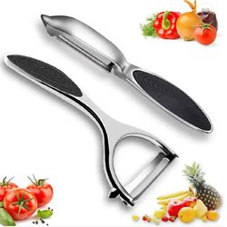 2 pcs vegetable & fruit peeler set- stainless steel potato peeler non-slip handle