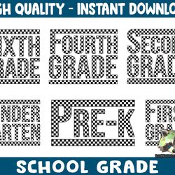 6 school grade svg png bundle, first day of school svg, back to school shirt png, kindergarten png, digital download