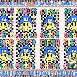 8 smiley grade png bundle, smile face back to school png bundle, pre-k to sixth grade png, happy first day of school png