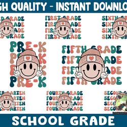 8 grade png bundle, smile face back to school png bundle, pre-k to sixth grade png, custom grade png, teacher student pn