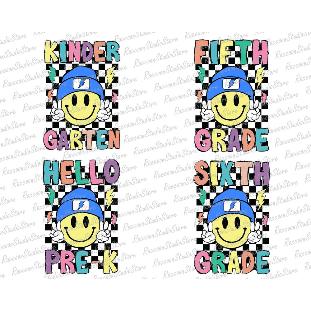 8 Smiley Grade Png Bundle, Smile Face Back To School Png Bundle, Pre-k To Sixth Grade Png, Happy First Day Of School Png, Instant Download - 3.jpg