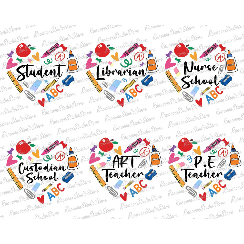 Teacher Stationery Bundle Png, Teacher Sublimation, Teacher Heart Png, Back to School, School Nurse, School Supplies, Digital Download - 2.jpg