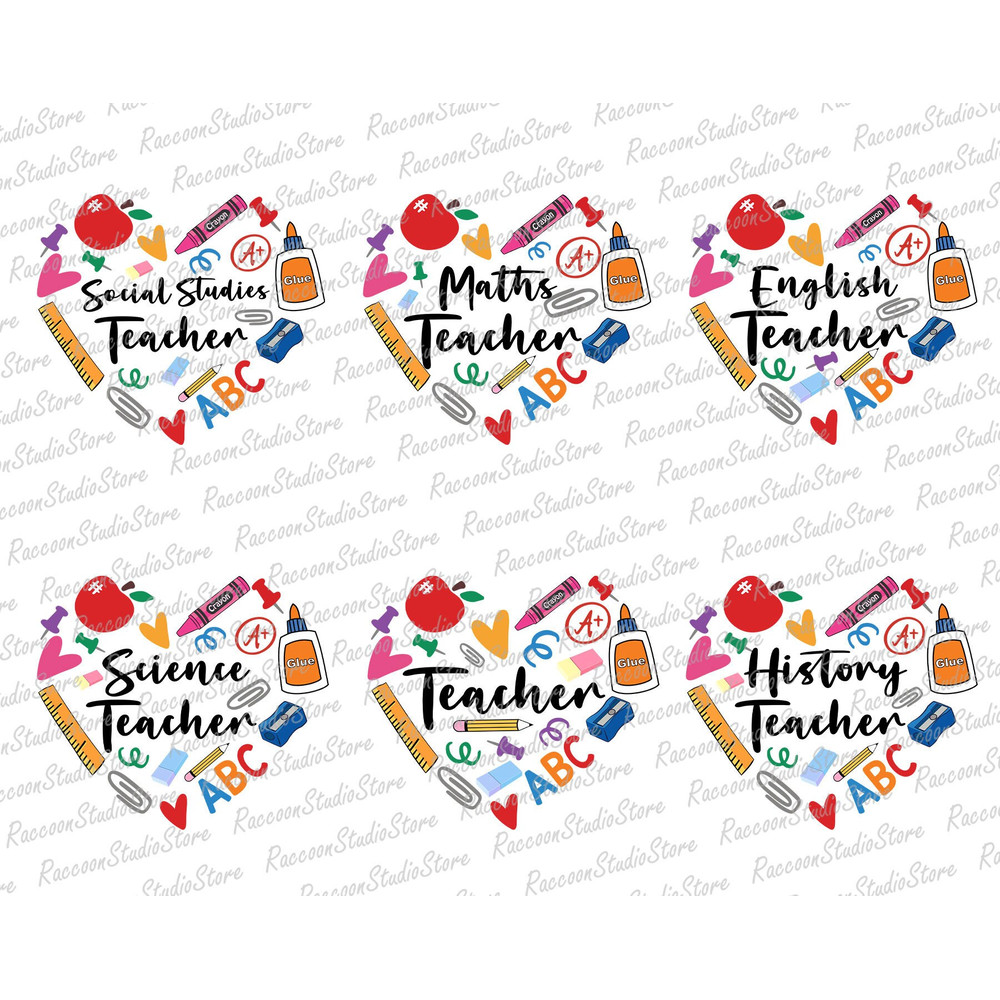 Teacher Stationery Bundle Png, Teacher Sublimation, Teacher Heart Png, Back to School, School Nurse, School Supplies, Digital Download - 3.jpg