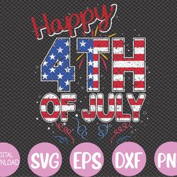 fireworks happy 4th of july us flag american 4th of july svg, eps, png, dxf, digital download