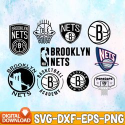 bundle 20 files brooklyn nets basketball team, brooklyn nets svg, net svg, nba teams svg, nba svg, png, dxf, eps, instan