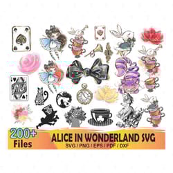 200 alice in wonderland svg bundle, disney svg, alice clipart