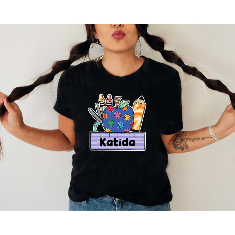 CUSTOM Name Frame School Png, Smiley Face Apple Png, Student Png, Orange Pencil Png, Crayon Png, School Supplies Png, Instant Download - 2.jpg