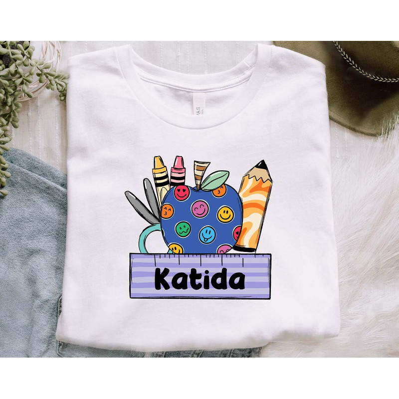 CUSTOM Name Frame School Png, Smiley Face Apple Png, Student Png, Orange Pencil Png, Crayon Png, School Supplies Png, Instant Download - 3.jpg