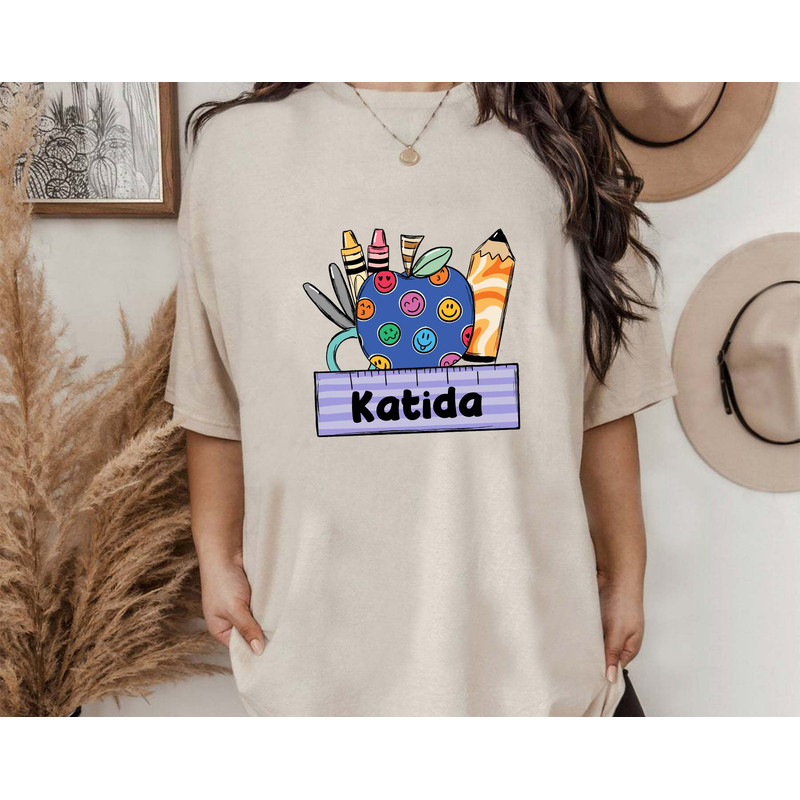 CUSTOM Name Frame School Png, Smiley Face Apple Png, Student Png, Orange Pencil Png, Crayon Png, School Supplies Png, Instant Download - 4.jpg